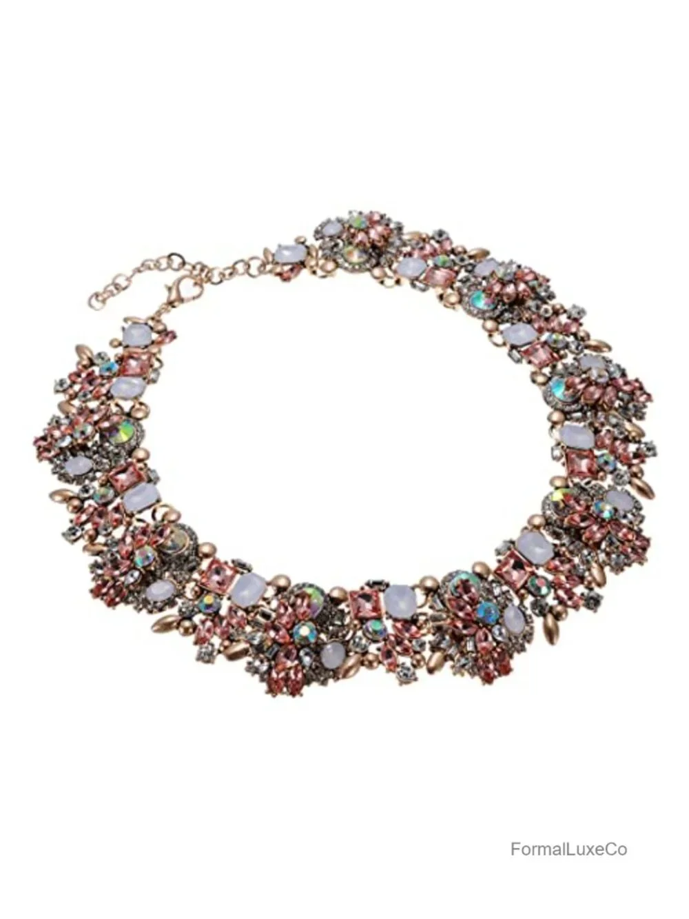 Crystal Rhinestone Statement Necklace Vintage Chunky Chain Choker Collar Bib